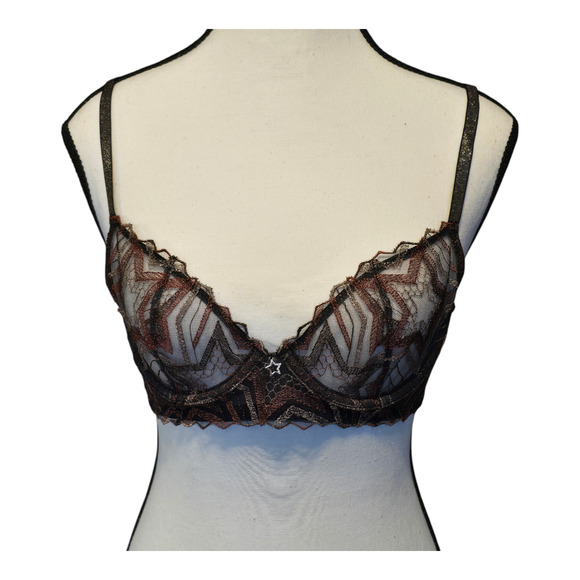 Savage X Fenty Other - Savage x Fenty Bra Size 34B Henna Red Shining Star Unlined Demi Embroidered